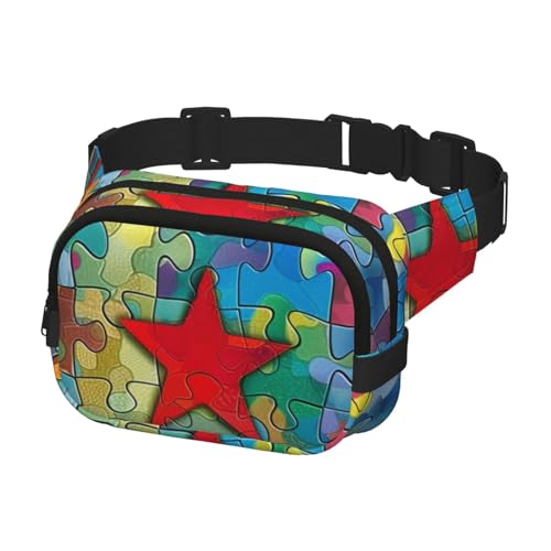 Bauchtasche für Laufen, Damen, Herren, Crossbody-Gürteltasche, Bauchtasche für Reisen, Workout, Wandern, bunte Puzzleteile, mehrfarbig, Einheitsgröße, Geldgürtel von Generisch
