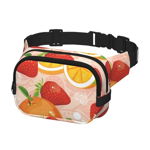 Bauchtasche zum Laufen, Bauchtasche für Damen und Herren, Crossbody-Gürteltasche, Bauchtasche, Erdbeer-Orange, Obst von Generisch