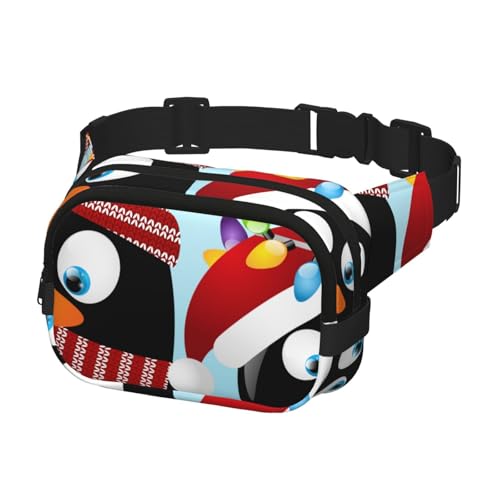 Bauchtasche zum Laufen, Bauchtasche für Damen und Herren, Crossbody-Gürteltasche, Bauchtasche, Frohe Weihnachten Pinguin von Generisch