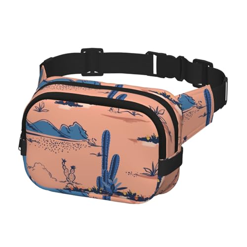 Bauchtasche zum Laufen, Bauchtasche für Damen und Herren, Crossbody-Gürteltasche, Bauchtasche, Kaktus auf Wüste blühende Sukkulenten von Generisch