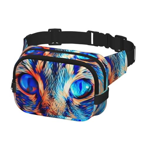 Bauchtasche zum Laufen, Bauchtasche für Damen und Herren, Crossbody-Gürteltasche, Bauchtasche, Katze mit blauen Augen, mehrfarbig, Einheitsgröße, Geldgürtel von Generisch