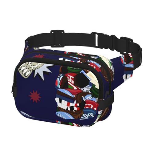 Bauchtasche zum Laufen, Bauchtasche für Damen und Herren, Crossbody-Gürteltasche, Bauchtasche, Pop-Art-Objekte, Totenköpfe von Generisch