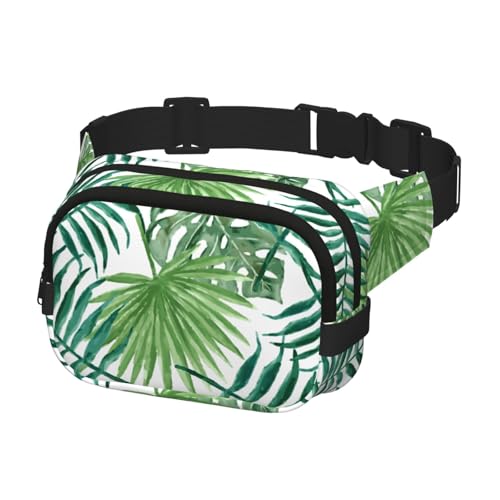 Bauchtasche zum Laufen, Bauchtasche für Damen und Herren, Crossbody-Gürteltasche, Bauchtasche, grüne Palmenblätter von Generisch
