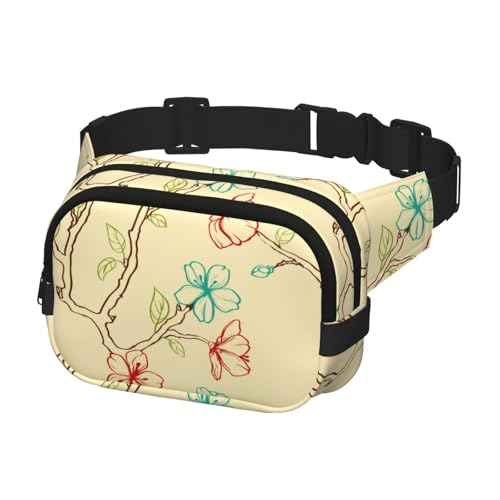 Bauchtasche zum Laufen, Bauchtasche für Damen und Herren, Crossbody-Gürteltasche, Bauchtasche, japanischer Stil, Blumenmuster, Kirschbaum von Generisch