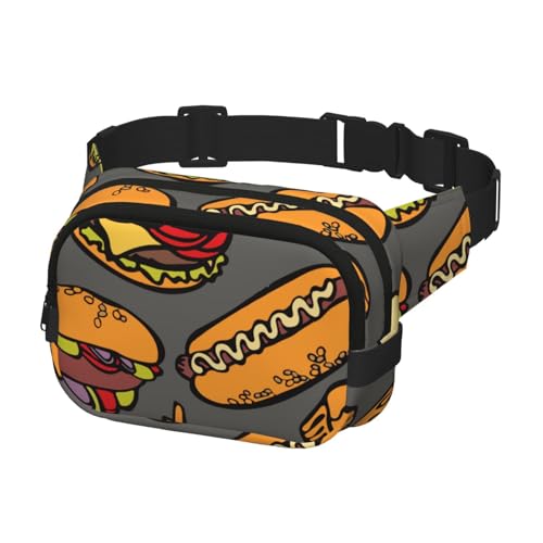 Bauchtasche zum Laufen, Bauchtasche für Damen und Herren, Crossbody-Gürteltasche, Bauchtasche, kühles Essen, Party, Hamburger, Pizza, Hot Dog von Generisch