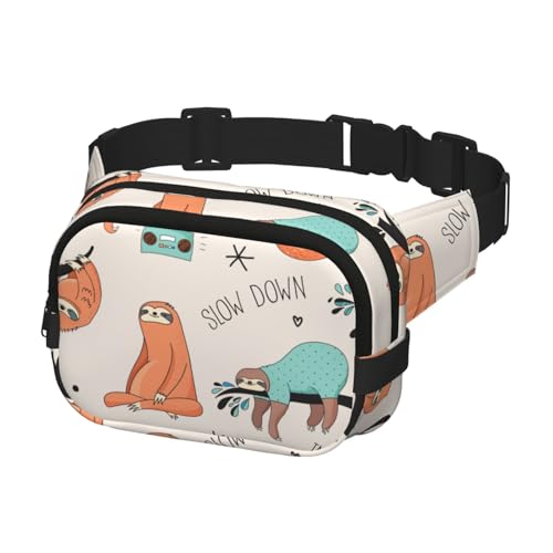 Bauchtasche zum Laufen, Bauchtasche für Damen und Herren, Crossbody-Gürteltasche, Bauchtasche, lustige Faultier-Musikaktivitäten von Generisch
