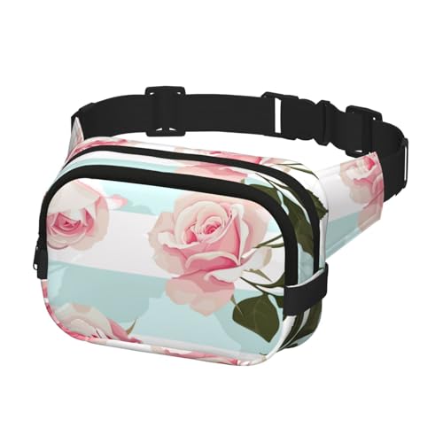 Bauchtasche zum Laufen, Bauchtasche für Damen und Herren, Crossbody-Gürteltasche, Bauchtasche, rosa Rosen von Generisch