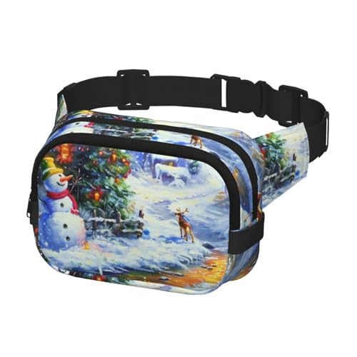 Bauchtaschen für Damen und Herren, Gürteltasche für Workout, Laufen, Reisen, Weihnachten, Schneemann und Rentier, mehrfarbig, Einheitsgröße, Geldgürtel von Generisch