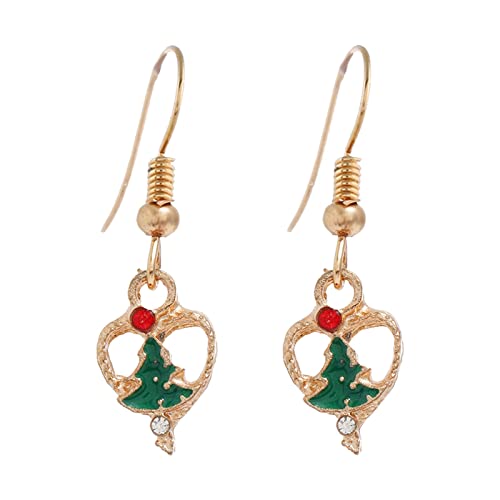 Baumelnde Ohrringe für Weihnacht kreative Urlaub Party Ohrringe Schmuck Creolen Frauen Silberherz (AN, One Size) von Generisch