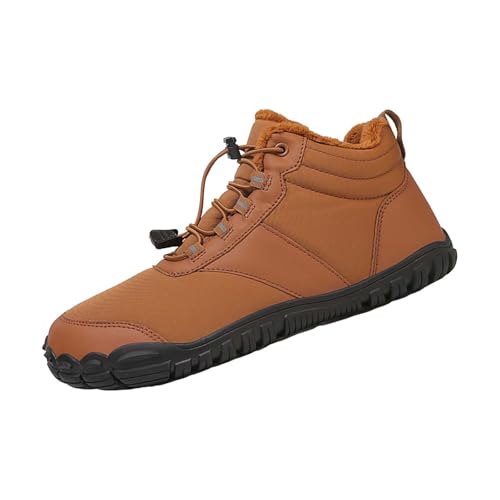 Baumwolle Barfußschuhe Herren Winter Stiefeletten Gefüttert Warme Winterschuhe Rutschfeste Schneestiefel Weite Zehenschuhe Bequeme Barfußschuhe Unisex Winterstiefel Trekkingschuhe Stiefel, braun, 8 von Generisch