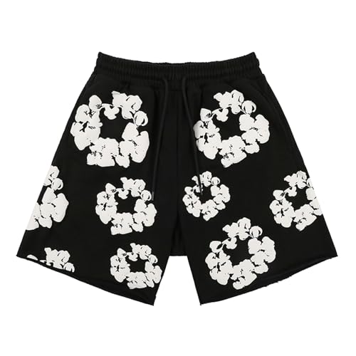 Baumwolle Kurze Hose Kinder Blumenmuster Y2K Hip Hop Trainingsanzug Jogginganzug Unisex Sportliche Sportanzug Freizeit Shorts Sommershorts Mit Blumen Für Mädchen Jungen Black1 170 von Generisch