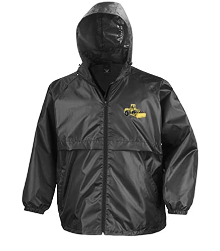 Baustelle, Baumaschine,Bagger besticktes Regenjacke Windbreaker Jacke Geschenkidee R204X -319_Schwarz von Generisch