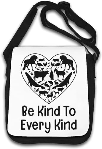 Be Kind to Every Kind Go Vegan Heart Umhängetasche weiß von Generisch
