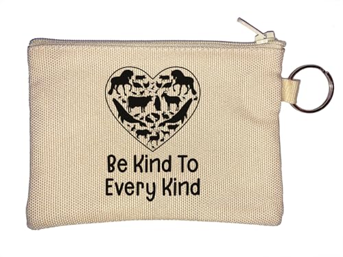 Be Kind to Every Kind Go Vegan Herz Schlüsselanhänger Münzbörse Beige von Generisch