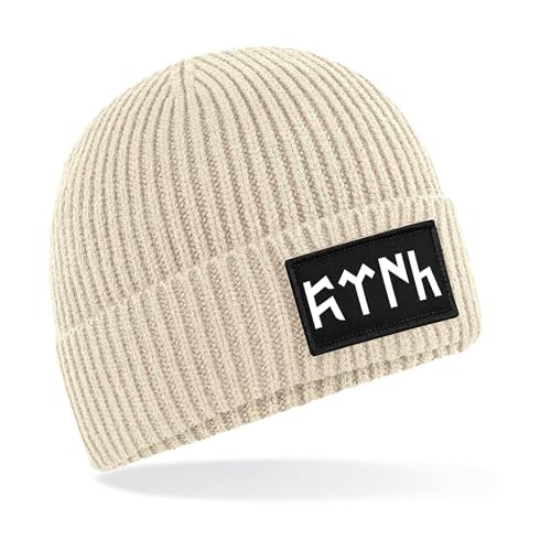 Beanie Mütze Göktürk Türk Flagge Schrift Herren Damen Kinder weich und warm Laufmütze Sportmütze für den Herbst und Winter (DE/NL/SE/PL, Alphanumerisch, Einheitsgröße, Beige) von Generisch