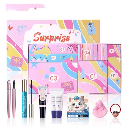 Beauty Makeup Set 2025, Frauen Kosmetik Weihnachts Countdown Kalender Geschenkbox Kosmetik Set, Weihnachts Gastgeschenke Frauen Mädchen 7 Stück von Generisch