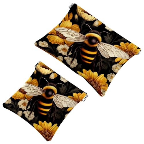 Bee-1310 Kosmetiktasche für Geldbörsen, wasserdichte Make-up-Tasche, Kosmetiktasche, tragbar, ohne Reißverschluss, 2 Stück, Mehrfarbig 09, A：7.1x5.8in/18x14.8cm，B:4.7x4.5in/12x11.5cm von Generisch