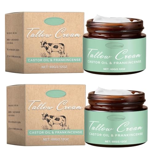 Beef Tallow Skincare,Beef Tallow Balm,Beef Tallow Cream for Skin Care,Anti Falten Gesichtscreme Frauen - Feuchtigkeitscreme für Gesicht & Körper - Rindertalgbalsam zur Hautpflege Cream (2) von Generisch
