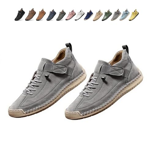 Beelovy Shoes for Men, Easestep Adjustable Leather Sneakers, Soft Comfort & Orthopedic Support, Slip On Lightweight Loafers (Gray,40) von Generisch