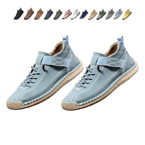 Beelovy Shoes for Men, Easestep Adjustable Leather Sneakers, Soft Comfort & Orthopedic Support, Slip On Lightweight Loafers (Lake Blue,40) von Generisch