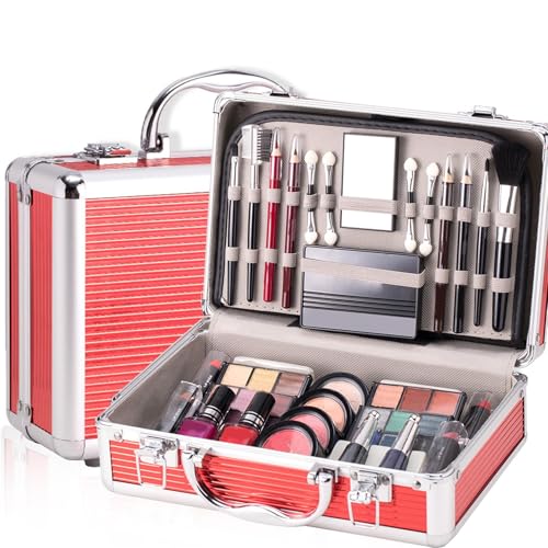 Beginner Makeup Set, Multi-functional Makeup Case, Eyeshadow Kit for Beginners, Blush and Lipstick Set, Eyebrow Pencil for Teens, Nail Polish Set, Makeup Brush Kit, Teen Makeup Essentials von Generisch