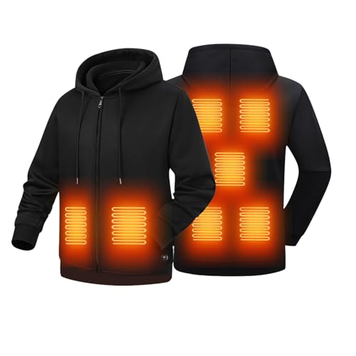 Beheizbarer Hoodie Herren Einstellbare Beheizbare Sweatjacke USB Winter Heizjacke mit 7 Heizzonen Winterjacke Beheizte Kapuzenpullover Männer Elektrische Wintermantel von Generisch