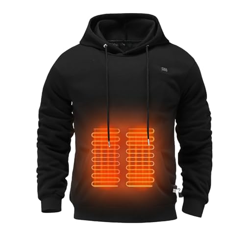 Beheizbarer Hoodie Herren Heated Kapuzenpullover Langarm Oversize Heat Pullover Sweatshirt Lose Casual Beheizbare Pulli Beheizbar Hoodie Sweatshirts Unisex Winter Warme Heizhoodie Heizpullover von Generisch