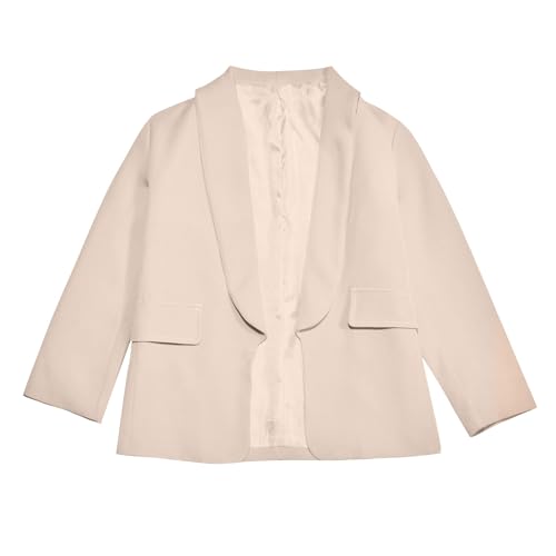 Beige Blazer Mädchen 152 Anzugjacke Kinder Schmal Geschnittener Anzug Einfarbig Jacke Slim Fit Mode Revers Langarm Sakko Lässig Smoking Girl Hochzeit Mit Seitentasche von Generisch