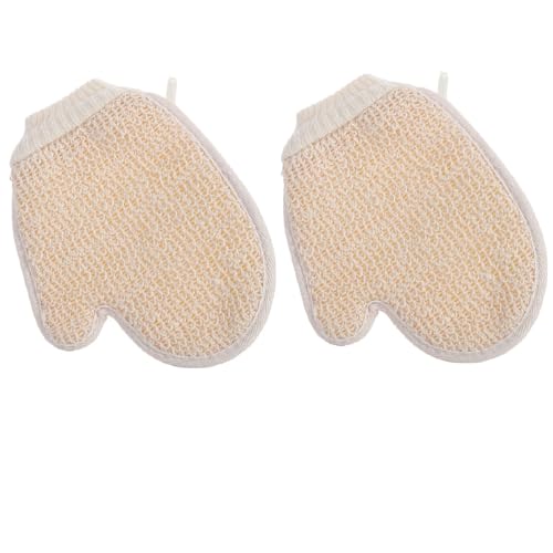 Beigefarbenes Peeling-Handtuch, schmerzfrei und unschädlich für die Haut, Baumwolle und Leinen, doppelseitige Peeling-Handschuhe, zum Entfernen abgestorbener Haut, Reinigungs-Peeling-Handtuch von Generisch