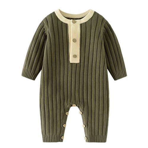 Bekleidung Baby Junge Baby Strickpullover und Winter Neue Langarm Baumwollfaden Babykleidung Warm Ausländischen Stil Baby Verbunden Baby Body Langarm Jungs (Green, 0-3 Months) von Generisch