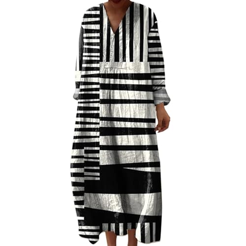 Bekleidung Damen, Blusenkleid Damen Lang, Strandkleid Lang Maxikleider V Ausschnitt Sommerkleider Leicht Und Luftig Boho Kleid Elegante Midikleid Freizeitkleid, Meine Offene Rechnung Bei Einsehen von Generisch