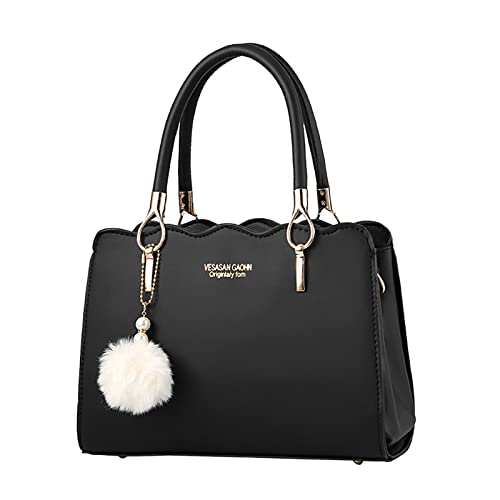 Beliebte lässige Umhängetasche für Damen, ethnische Quaste, Handtasche, modische Aufbewahrungstasche mit Rädern, Schwarz , Einheitsgröße von Generisch