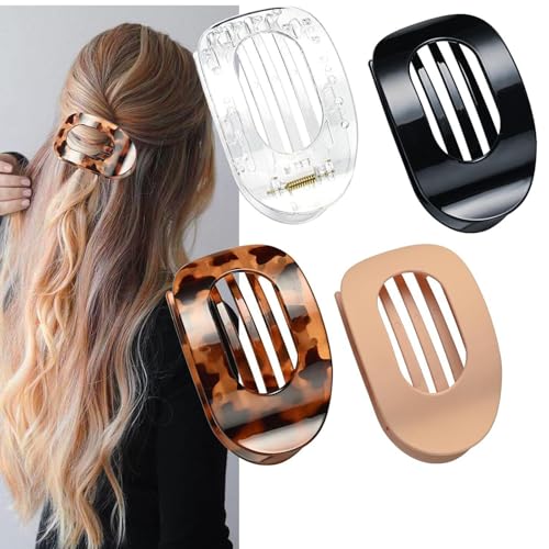 Benglatt Haarspange, 4/6/8 Stück Flache Haarklammern Für Damen, Starker Halt Flat Claw Clip Rutschfest Haarspangen Damen Für Dickes & Dünnes Haar (4pc-C) von Generisch