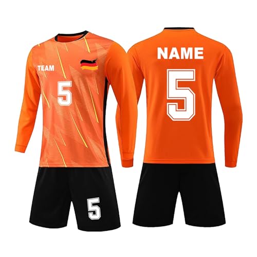Benutzerdefiniert Fußball Trikot Kinder Personalisiert Trikot mit Namen Nummer Team und Logo Langarm T-Shirt Shorts and Socks Set für Erwachsene und Kinder von Generisch