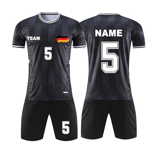Benutzerdefiniert Fußball Trikot T-Shirt Shorts 2 Teiliges Set Jeder Name Nummer Team Logo - Fußballtrikot Kinder Männer Jungen Personalisierte Fußballtrikots von Generisch
