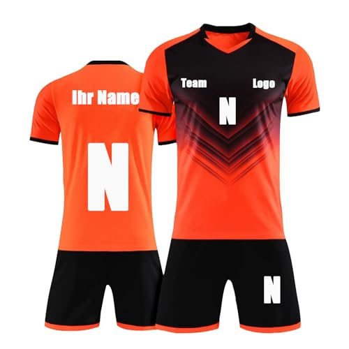 Benutzerdefiniert Trikot T-Shirt Shorts 2 Teiliges Set Jeder Name Nummer Team Logo - Fußballtrikot Kinder Männer Jungen Personalisierte Fußballtrikots von Generisch