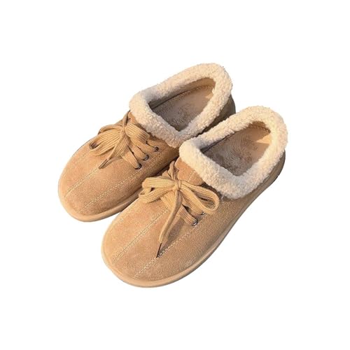 Bequem Thermo Fleece Gefüttert Kurzstiefel Winter Dicke Rutschfest Stiefeletten Freizeit Wildleder Wasserdicht Winterstiefel Minimalistisch Breite Fuße Orthopädische Schnürstiefel von Generisch