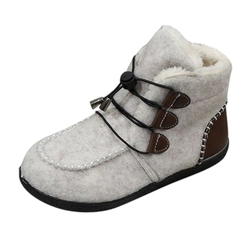 Bequem Thermo Fleece Gefüttert Stiefeletten Winter Dicke Rutschfest Kurzstiefel Minimalistisch Breite Fuße Schneestiefel Freizeit Orthopädische Ohne Schnürsenkel Trekkingschuhe von Generisch
