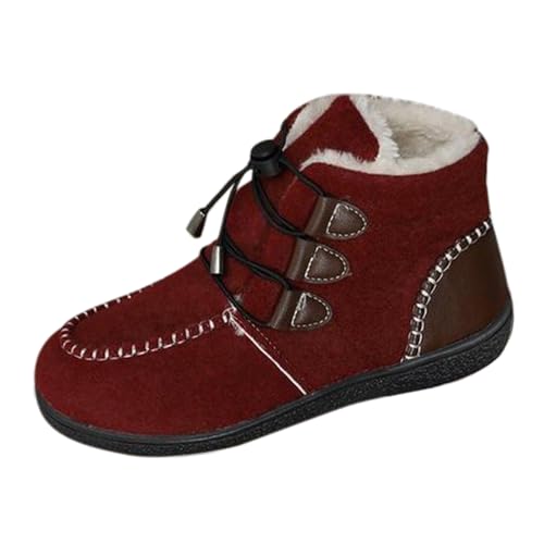 Bequem Thermo Fleece Gefüttert Stiefeletten Winter Dicke Rutschfest Kurzstiefel Minimalistisch Breite Fuße Schneestiefel Freizeit Orthopädische Ohne Schnürsenkel Trekkingschuhe von Generisch