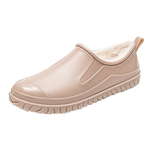 Bequem Thermo Fleece Gefüttert Winterstiefel Freizeit Wasserdicht Regenstiefeletten Outdoor Dicke Rutschfest Regenstiefel Winter Gefüttert Gartenschuhe Minimalistisch Breite Fuße Regenstiefel von Generisch