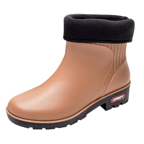 Bequem Thermo Fleece Gefüttert Winterstiefel Outdoor Dicke Rutschfest Regenstiefel Winter Gefüttert Gartenschuhe Minimalistisch Breite Fuße Regenstiefel Freizeit Wasserdicht Regenstiefeletten von Generisch