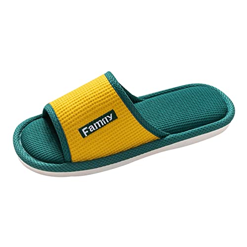 Bequeme Badeslipper Zehentrenner Hausschuhe FüR Den Innenbereich Damen GäStehausschuhe Hotelslipper Pantoffeln Waschbar Spa-Slipper Offener Zeh Flip Flop Rutschfest Leinen Paarmodelle von Generisch
