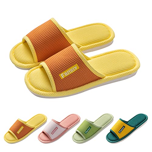 Bequeme Badeslipper Zehentrenner Hausschuhe FüR Den Innenbereich Damen GäStehausschuhe Hotelslipper Pantoffeln Waschbar Spa-Slipper Offener Zeh Flip Flop Rutschfest Leinen Paarmodelle von Generisch