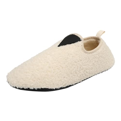 Bequeme Damen Hausschuhe Baumwolle für den Winter warme Indoor Slipper mit Dicker Sohle ideal für stilvolle Paare Hausschuhe für Frauen (Beige, 37) von Generisch