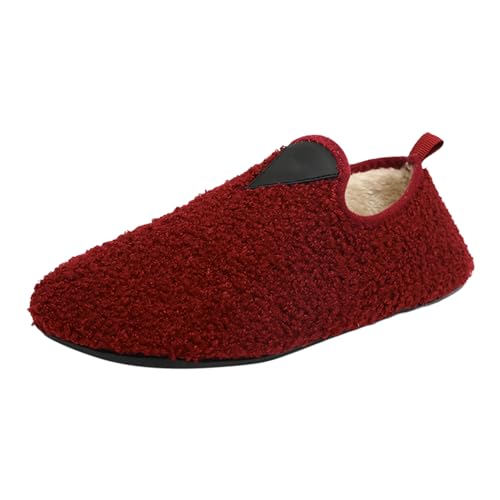 Bequeme Damen Hausschuhe Baumwolle für den Winter warme Indoor Slipper mit Dicker Sohle ideal für stilvolle Paare Hausschuhe für Frauen (Red, 39) von Generisch