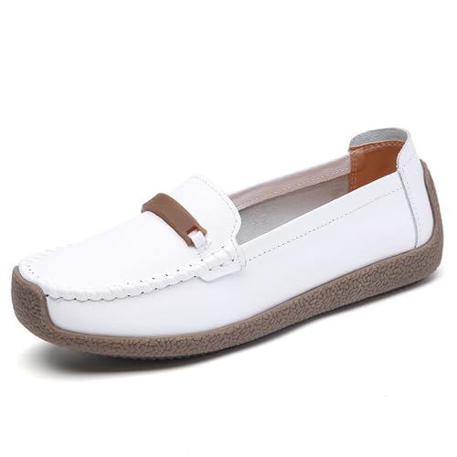 Bequeme Damen-Slipper mit weicher Sohle, runder Zehenbereich, lässig, leicht, zum Reinschlüpfen, weiß, 35 EU Bequeme Damen-Slipper mit weicher Sohle, runder Zehenbereich, lässig, leicht, zum Reinschlüpfen, weiß, 35 EU von Generisch