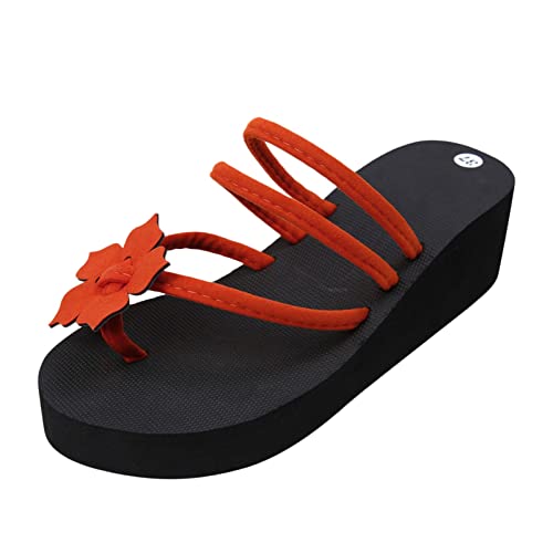 Bequeme Flip-Flops für Damen mit Riemen, Bohemia, hochhackig, Plateau, Blume, individuelle Damen-Flip-Flops, Hausschuhe für drinnen und draußen, Urlaub, Sommer, Beruf, Orange, 37.5 EU Bequeme Flip-Flops für Damen mit Riemen, Bohemia, hochhackig, Plateau, Blume, individuelle Damen-Flip-Flops, Hausschuhe für drinnen und draußen, Urlaub, Sommer, Beruf, Orange, 37.5 EU von Generisch