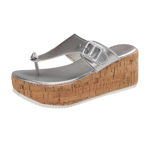 Bequeme Flip Flops für Damen mit Riemen Damen Plateau Pantoletten Sandalen Keilabsatz Wedges Sommerschuhe Elegant Zehentrenner Flip Flops Hausschuhe Sommer für Indoor & Outdoor Urlaub Sommer Berufung von Generisch
