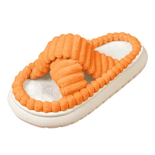 Bequeme Plateau-Hausschuhe mit offenem Zehenbereich für Damen, für, drinnen draußen, Freizeitkleidung, weiche Schuhe (Orange, 39) von Generisch