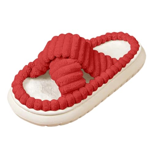 Bequeme Plateau-Hausschuhe mit offenem Zehenbereich für Damen, für, drinnen draußen, Freizeitkleidung, weiche Schuhe (Red, 45) von Generisch